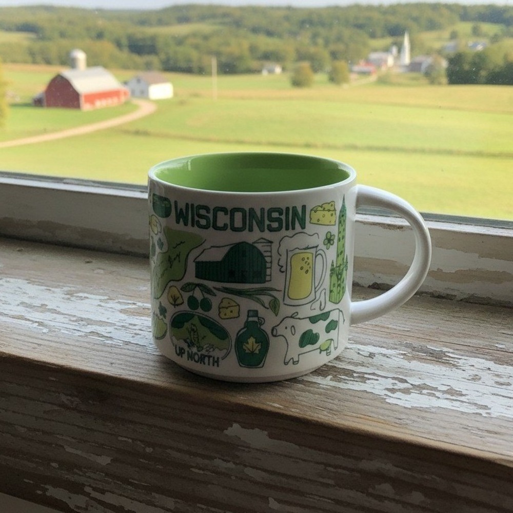 Starbucks Been There Series Wisconsin Mug 14oz Across the Globe Collection Green